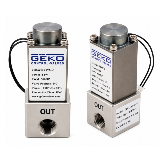 Cryogenic Proportional Control Valve | Stainless Steel IP65 PWM Low Temperature Valve - GEKO Valve